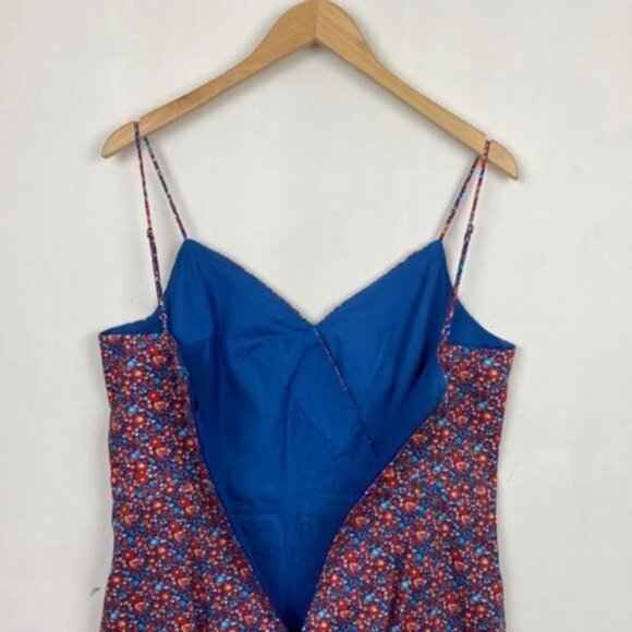 J.Crew x Liberty 10 Spaghetti Strap Dress Betsy Ann Floral Print Blue Red - Picture 13 of 13